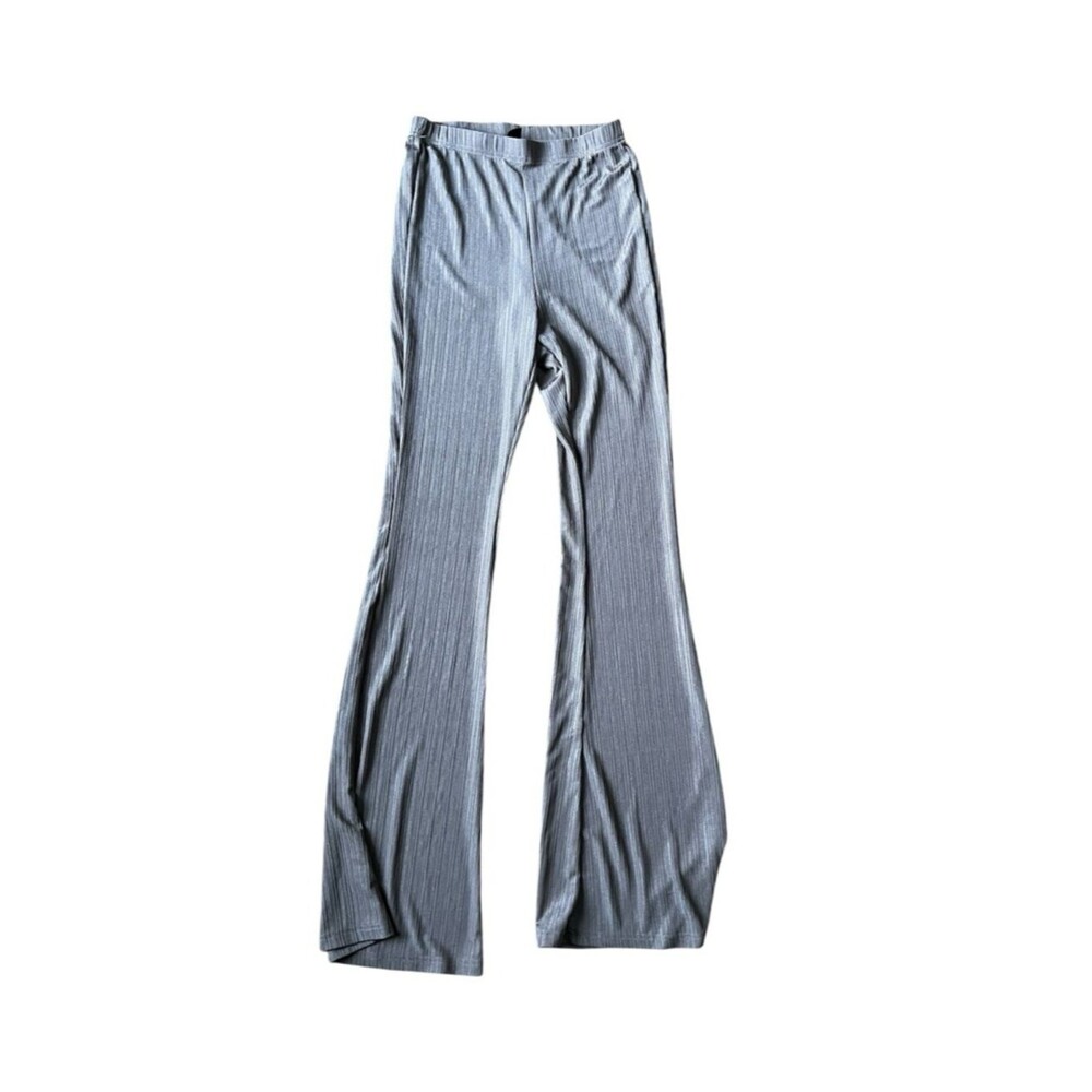 SHEIN Ribbed Knit Flare Pants in Taupe